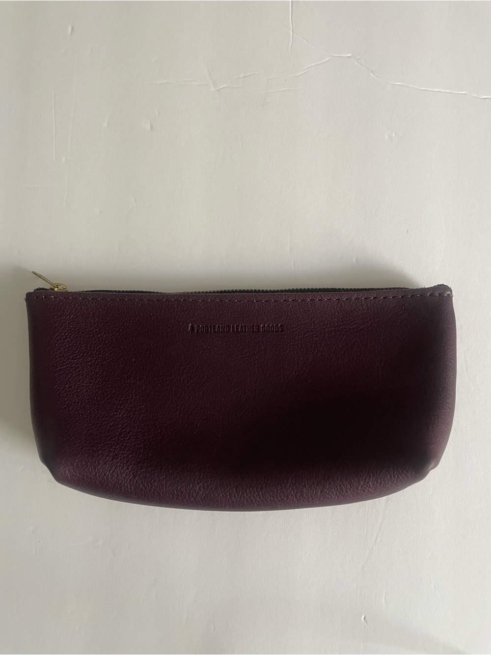Portland Leather Goods Makeup Bag Merlot Leather/ “Pencil Case / Cosmetic Bag” - Picture 5 of 5